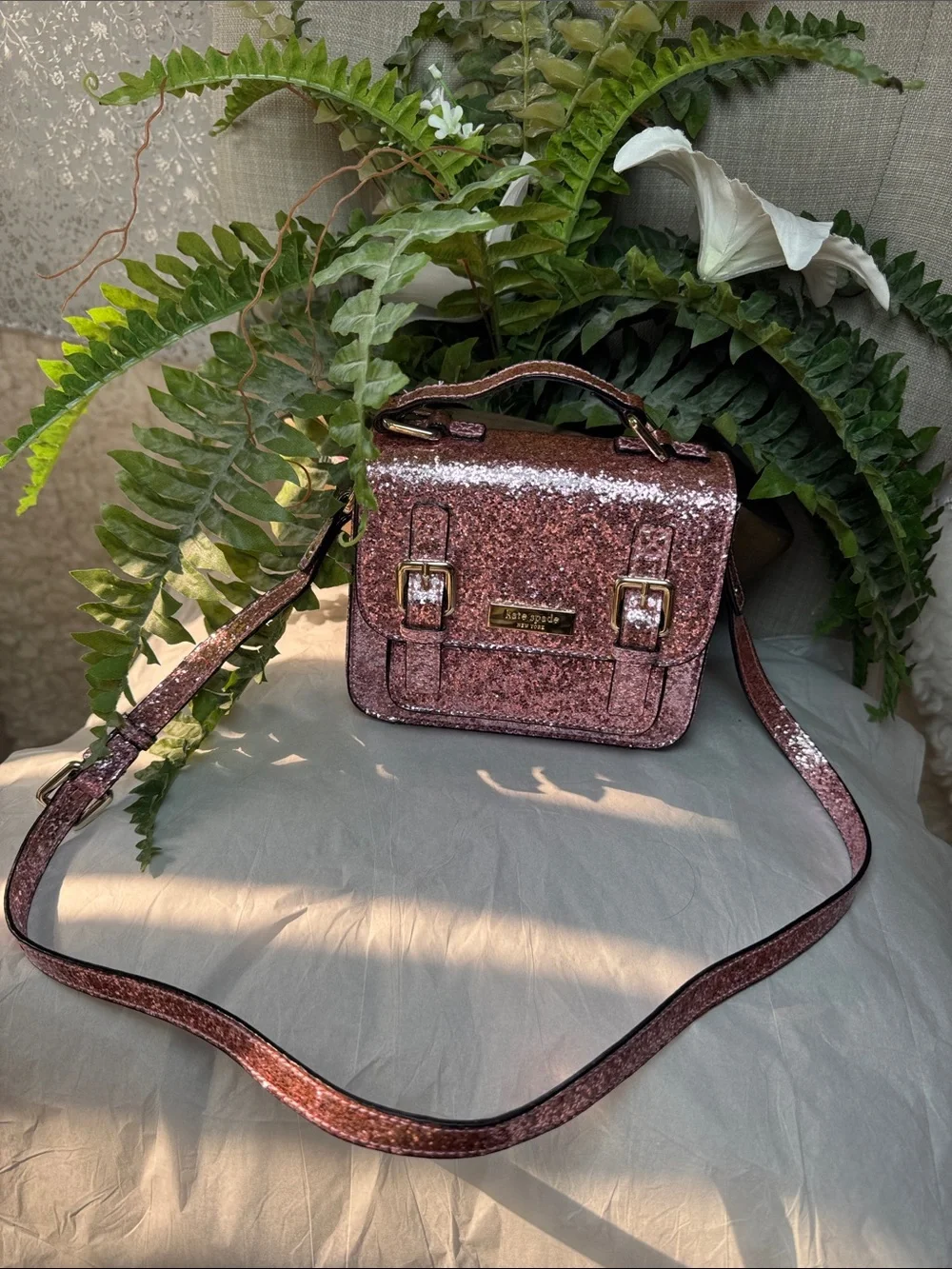 kate spade Glitter Crossbody Satchel in Rose